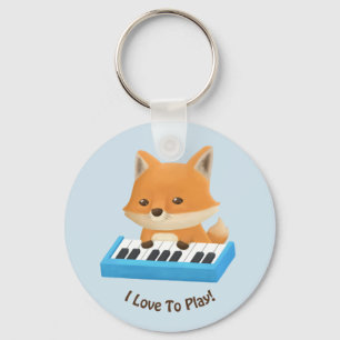 Little Fox on the Piano Kids Keychain