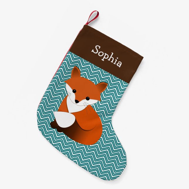 Little Fox Personalised Small Christmas Stocking (Front (Hanging))