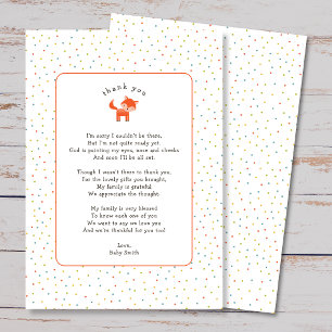 Little Fox thank you note with poem Card