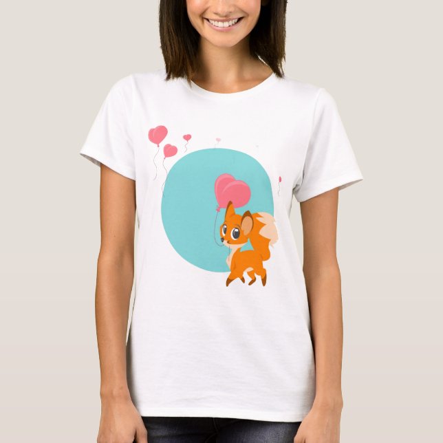 Little Fox with a Balloon T-Shirt (Front)