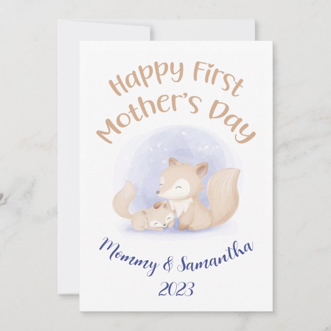 Little foxes happy first mother’s day custom card (Front)