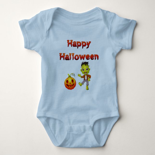 Little Frankenstein Halloween theme. Baby Bodysuit (Front)