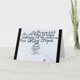 Little French Girl's Birthday Crepe Cake Wish Card