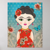 Little Frida Illustration Print Poster