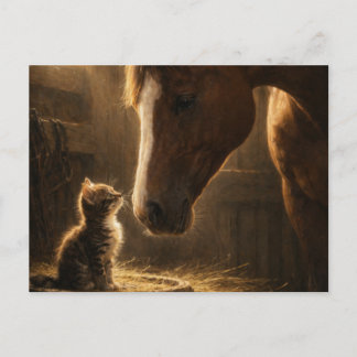 Little Friend | Horse & Kitten | Postcard