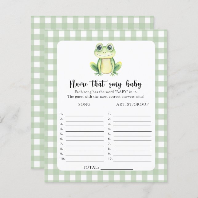 Little Frog baby shower - Name that Baby Song (Front/Back)