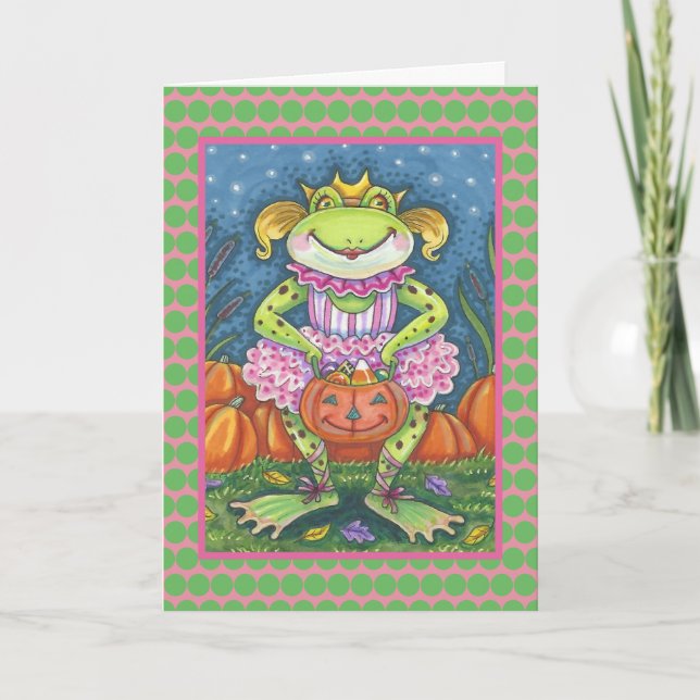 LITTLE FROG HOPPY HALLOWEEN GREETING CARD Verse (Front)