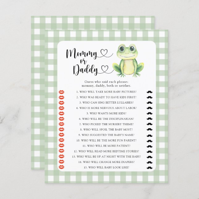Little frog - mummy or daddy baby shower game (Front/Back)