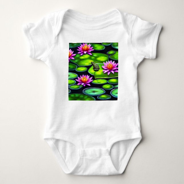 Little Frog on Lily Pad Baby Bodysuit (Front)