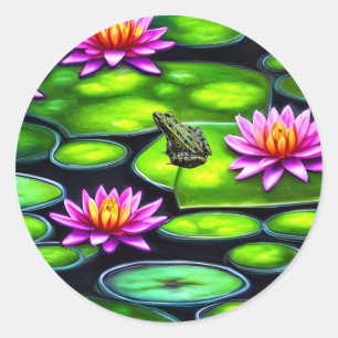 Little Frog on Lily Pad Classic Round Sticker