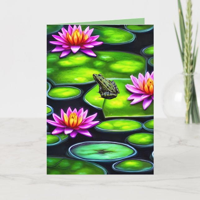 Little Frog on Lily Pad Thank You Card (Front)