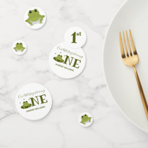 Little Frog Turning One Cute Animal First Birthday Confetti