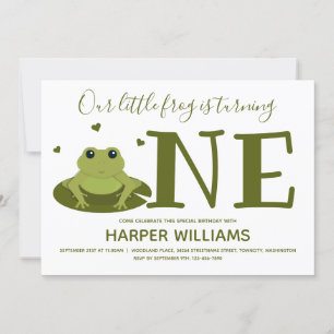 Little Frog Turning One Cute Animal First Birthday Invitation