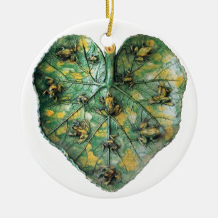 LITTLE FROGS ON A GREEN LEAF CERAMIC TREE DECORATION