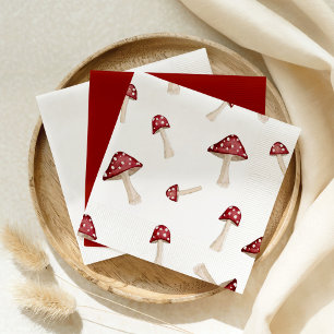 Little Fun Guy Red Mushroom Woodland Baby Shower  Napkin