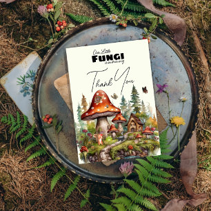 little fungi mushrooms whimsical Fall baby shower Thank You Card