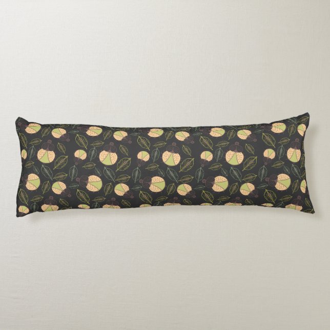Little funny tick bug and leafs seamless pattern body cushion (Back)