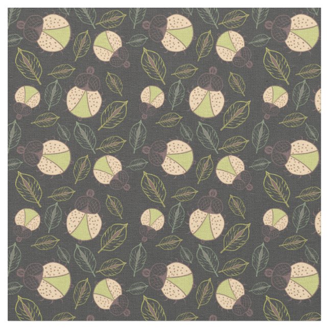 Little funny tick bug and leafs seamless pattern fabric (Close Up)