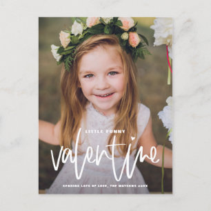 Little Funny Valentine Hand Lettered Photo Holiday Postcard