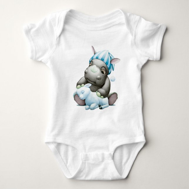 Little G the Baby Rhino Infant Onsie Baby Bodysuit (Front)