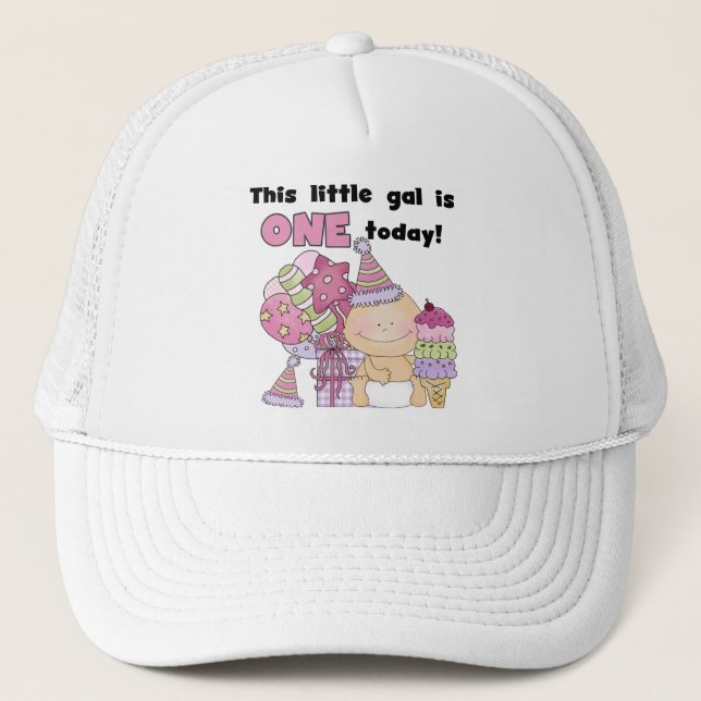 Little Gal is One Tshirts and Gifts Trucker Hat (Front)