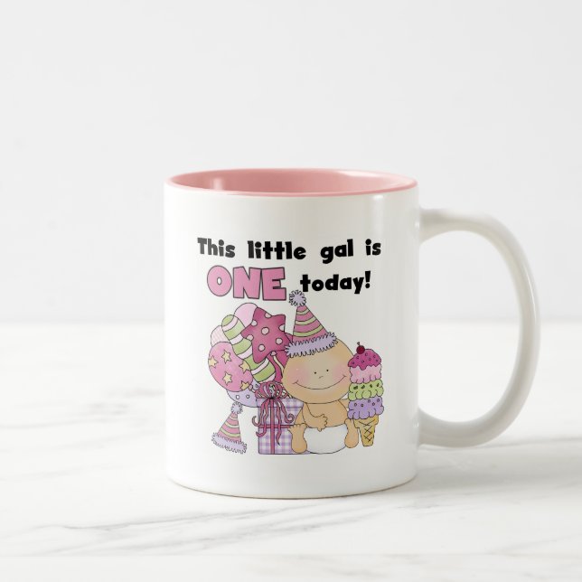 Little Gal is One Tshirts and Gifts Two-Tone Coffee Mug (Right)