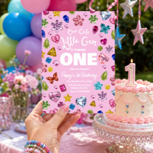 Little Gem First Birthday Invitation for girl