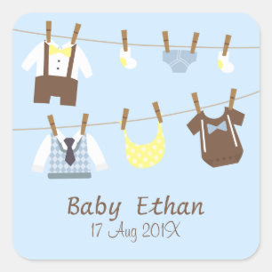 Little Gentleman Baby Boy Shower Party Favours Square Sticker