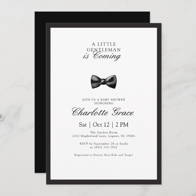 Little Gentleman Baby Shower Invitation (Front/Back)