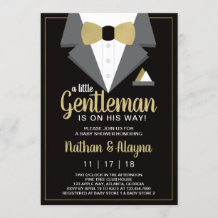 Little Gentleman Baby Shower Invitation, Tuxedo Invitation