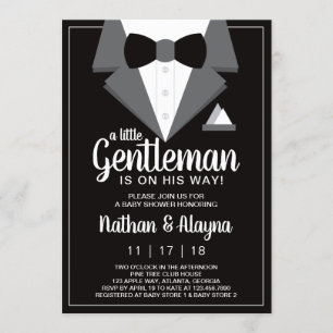 Little Gentleman Baby Shower Invitation, Tuxedo Invitation