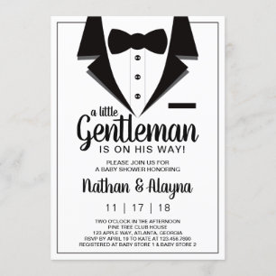 Little Gentleman Baby Shower Invitation, Tuxedo Invitation