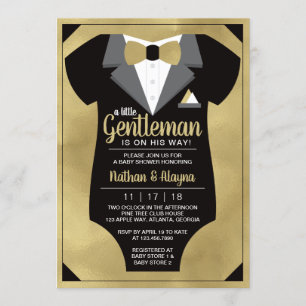 Little Gentleman Baby Shower Invitation, Tuxedo Invitation