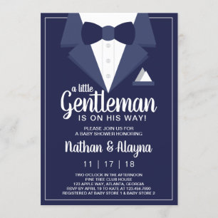 Little Gentleman Baby Shower Invitation, Tuxedo Invitation