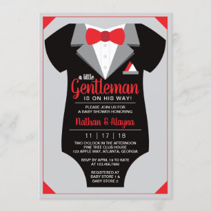Little Gentleman Baby Shower Invitation, Tuxedo Invitation