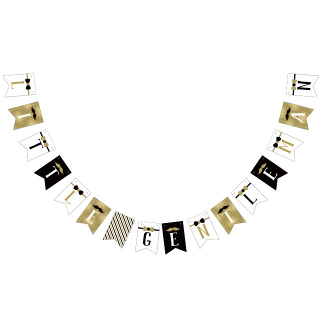 Little Gentleman Banner in Black and Faux Gold (All)
