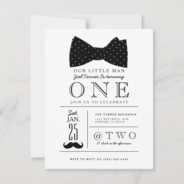 Little Gentleman Birthday Party Invite (Front)