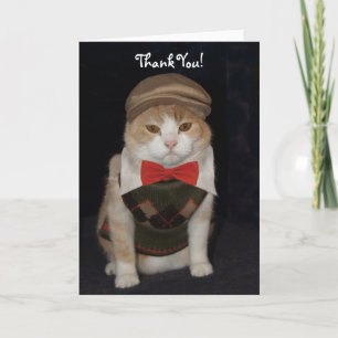 Little Gentleman Cat in Argyle Sweater Thank You