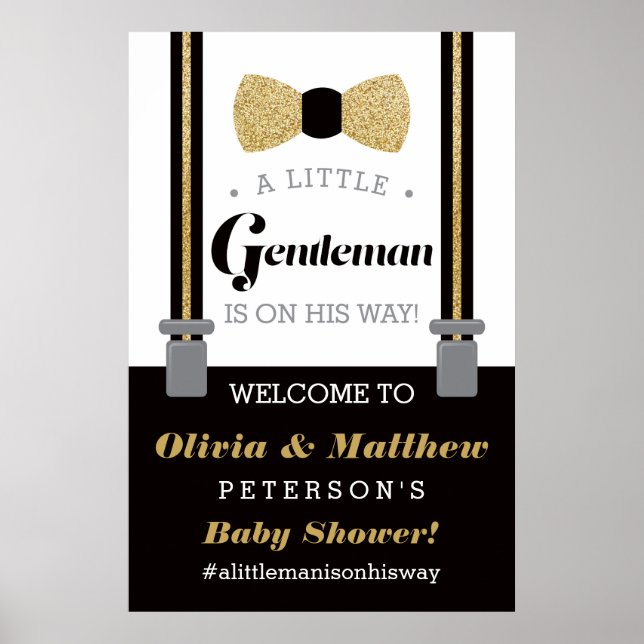 Little Gentleman Welcome Sign Poster, Baby Shower (Front)