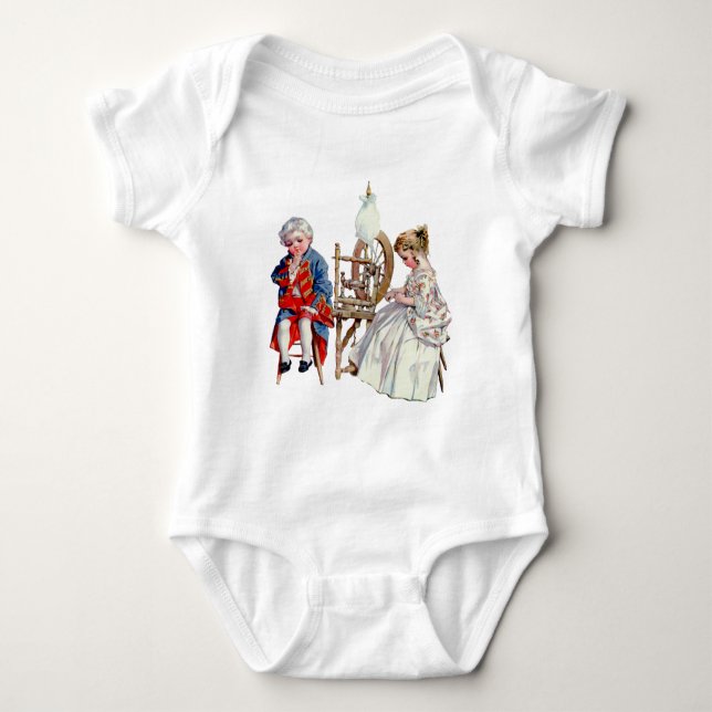 Little George and Martha Washington Baby Bodysuit (Front)