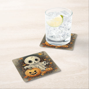Little Ghost 2 Square Paper Coaster