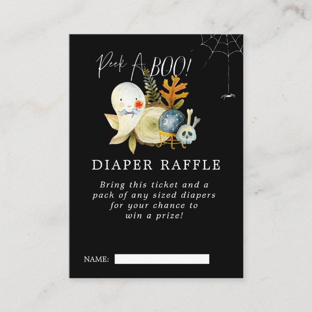 Little Ghost Baby Shower Diaper Raffle Ticket Enclosure Card (Front)
