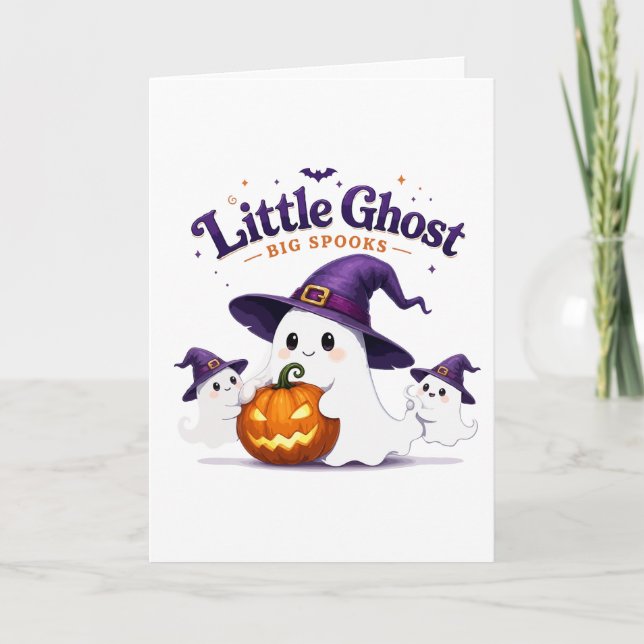  Little Ghost Big Spooks Cute Halloween Card (Front)
