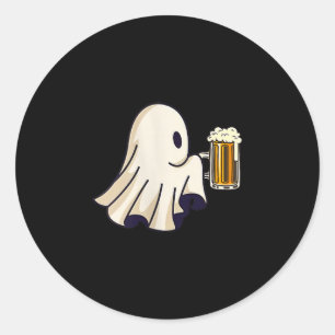 Little Ghost Drinking Beer Funny Halloween Costume Classic Round Sticker