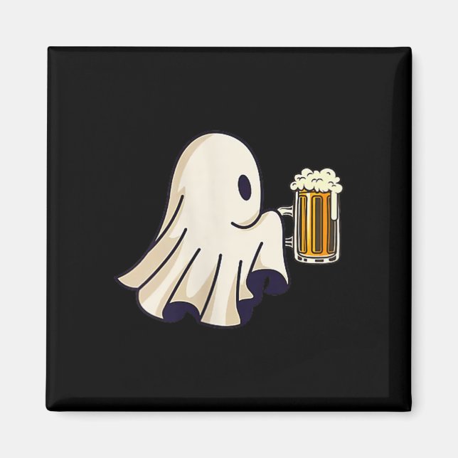 Little Ghost Drinking Beer Funny Halloween Costume Magnet (Front)