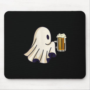 Little Ghost Drinking Beer Funny Halloween Costume Mouse Pad