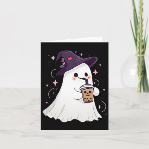 Little Ghost Ice Coffee Spooky Season Cute Ghost H Card