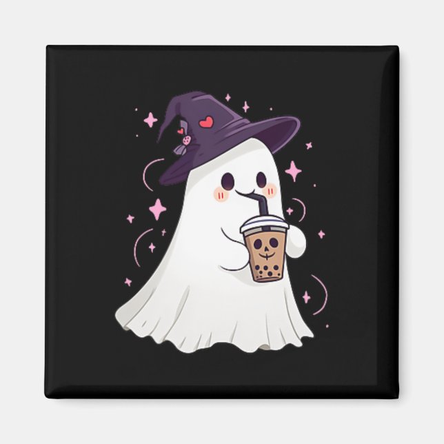 Little Ghost Ice Coffee Spooky Season Cute Ghost H Magnet (Front)