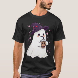 Little Ghost Ice Coffee Spooky Season Cute Ghost H T-Shirt