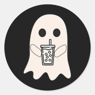 Little Ghost Iced Coffee Halloween costume  Classic Round Sticker